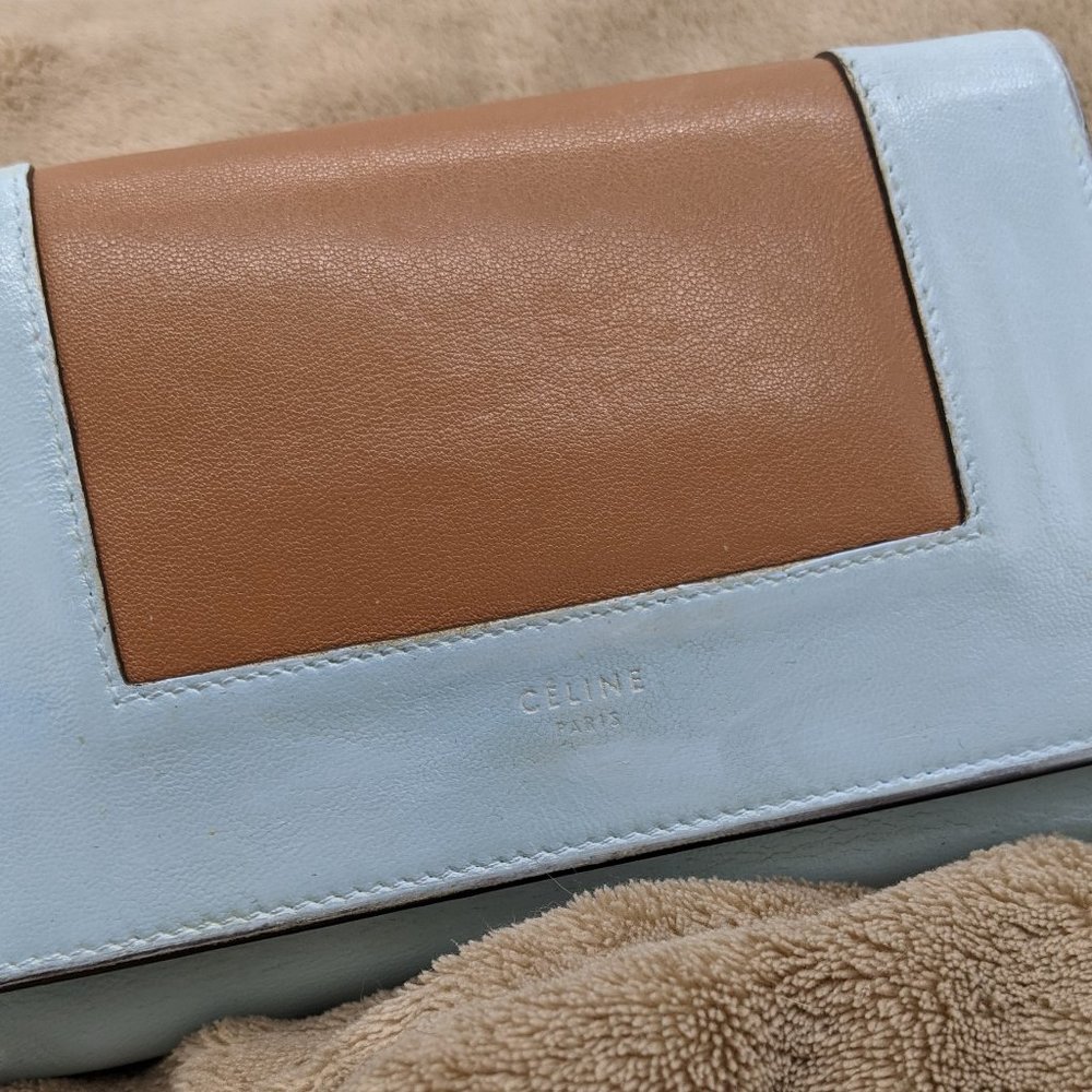CELINE Leather Frame Bi-Color Wallet